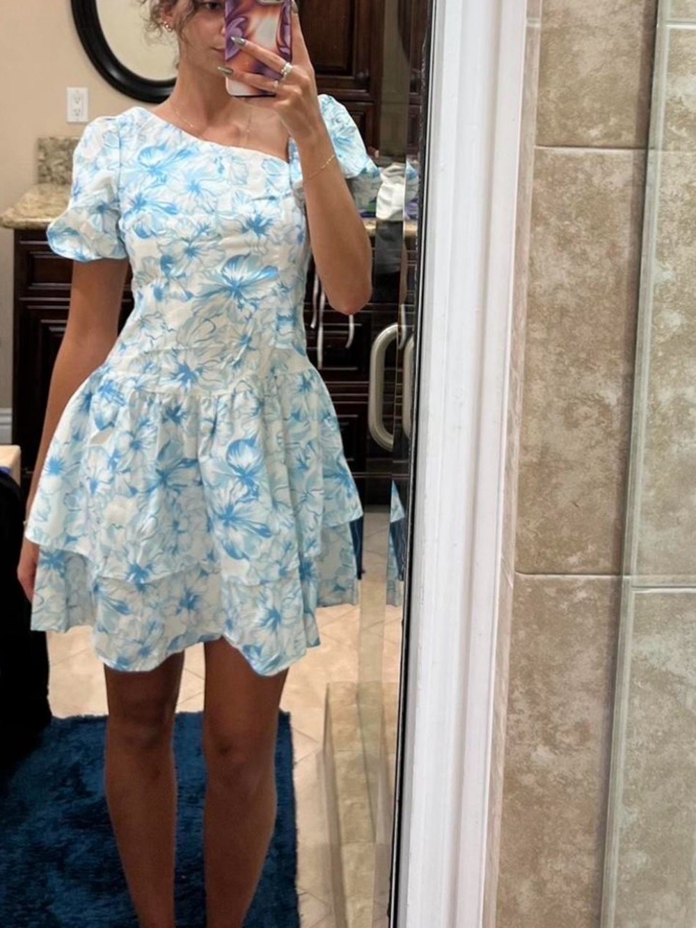 Floral Puff-Sleeve Mini Dress